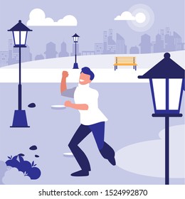 young dancer disco style in the park vector illustration design