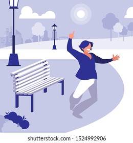 young dancer disco style in the park vector illustration design