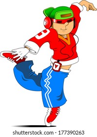 young dancer in red glasses; dancing dynamic dance