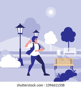 young dancer with sunglasses in the park vector illustration design
