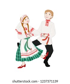 Young Dancers From  Belarus and National Belarusian Folk Dance. Dancing children.