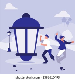 young dancers couple dancing in the park vector illustration design