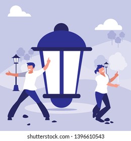 young dancers couple dancing in the park vector illustration design