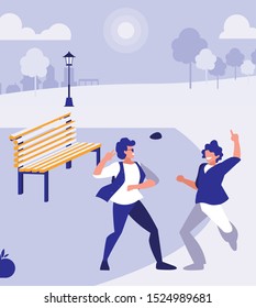 young dancers couple dancing in the park vector illustration design