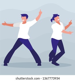 young dancers couple disco style characters