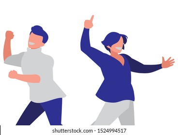 young dancers couple disco style characters vector illustration design