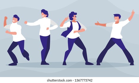 young dancers group disco style characters