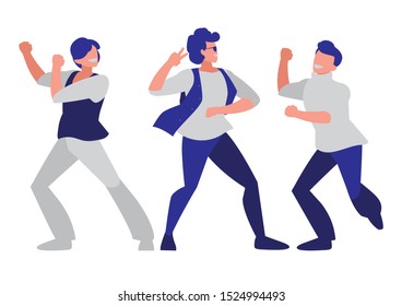young dancers group disco style characters vector illustration design