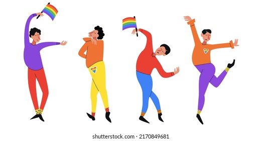 Young Dancing Man With Open. Pride Dancing, Flags