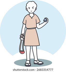 Jovem David com Sling e Ilustração de Vetor de Pedra. Perfeito para histórias bíblicas, educação cristã, materiais escolares dominical, conceitos religiosos e ilustrações de fé.