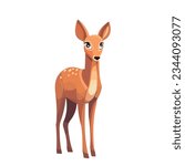 Young deer isolated on white background. Vector illustration.