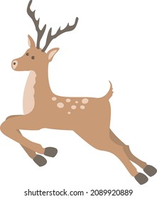A young deer in a jump is a flat illustration on a white background.	
