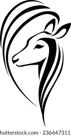 Young deer tattoo, tattoo illustration, vector on a white background.