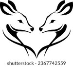 Young deers tattoo, tattoo illustration, vector on a white background.