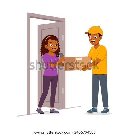 young delivery man give the package to customer