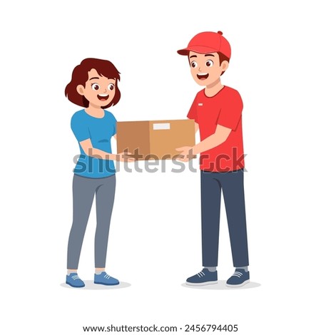 young delivery man give the package to customer