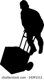  young delivery man with his hand truck