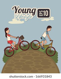 young design over landscape background vector illustration