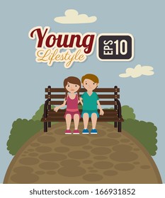 young design over sky background vector illustration