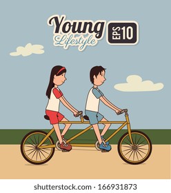 young design over sky background vector illustration