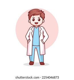 young doctor cartoon illustration vector