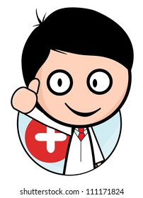 Young doctor isolated background circle