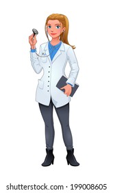 Joven doctor. Carácter vector aislado.