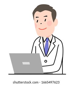 a young doctor with a laptop computer feeling happy