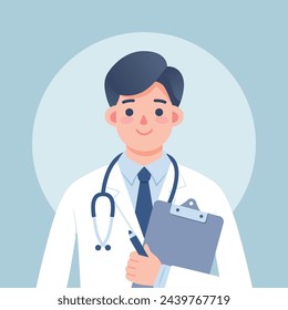 Young Doctor, Medical Worker Flat Vector Illustration