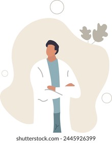 joven médico profesional .medicina y concepto de salud.Ilustración vectorial plana.