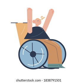 Young doctor rolling man patient in wheelchair during rehabilitation program