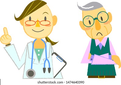 young doctor and senior male patient