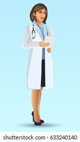 Young Doctor Standing Position Cartoon Figure Stock Vector (Royalty ...