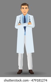 Young Doctor, with standing position, Medical Clinic Hospital Staff, vector illustration