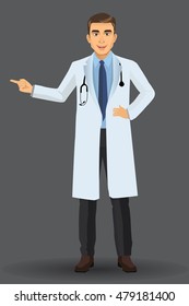 Young Doctor, with standing position, Medical Clinic Hospital Staff, vector illustration