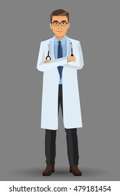 Young Doctor, with standing position, Medical Clinic Hospital Staff, vector illustration
