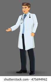 Young doctor, with standing position, vector illustration