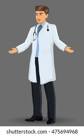 Young doctor, with standing position, vector illustration