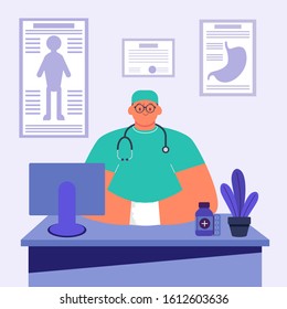 Young doctor taking a patients vector illustration