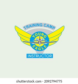 young eagle badge illustration design. free style badge design
