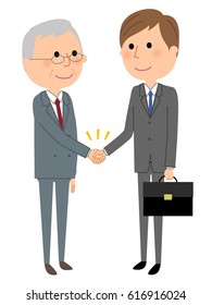 Empresarios jóvenes y mayores, estrechar las manos