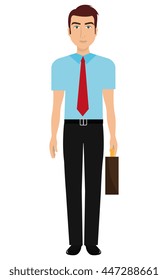 Young elegant businessman avatar over white background, vector illustration.