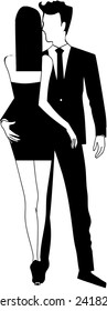 Young elegant couple hugging 