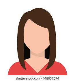 Young and elegant woman profile isoalted flat design, vector illustration.