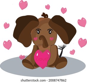 The young elephant was starting to love, he felt very happy. All around, there are only heads in pink.