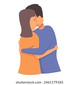 Young emotion embrace icon cartoon vector. Male and female. Happy people