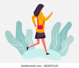 young employee female running vector illustration in flat style