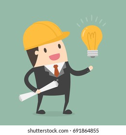 Young Engineer Get An Idea. Business Concept Illustration. 