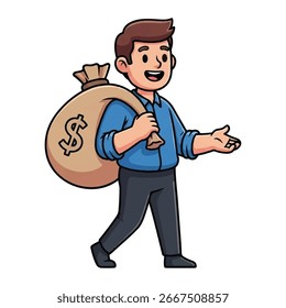 young enterpreneur on working flat illustration vector