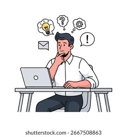jovem empreendedor no vetor de ilustração plana de trabalho